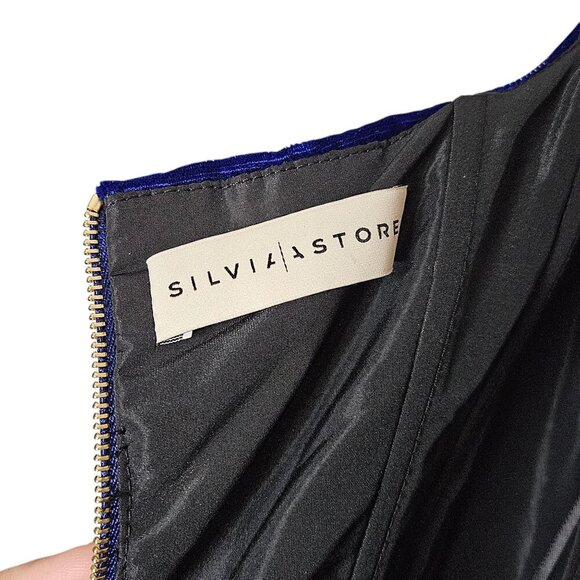 Silvia Astore Annie Ibiza Velvet Navy Blue Corset Square Neck Mini Dress IT 38/0 - Picture 5 of 14